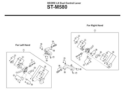 Shimano Deore LX dæksel til højre bund på skiftegreb model ST-M580