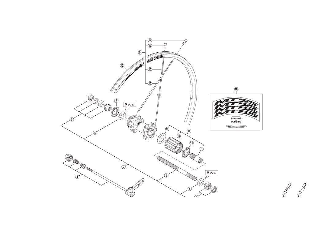 Shimano eger 270mm lang til hjul model WH-MT55