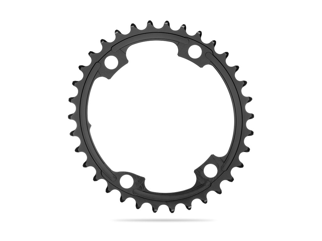 AbsoluteBlack Oval klinge 34 tands 4 huls asymmetric BCD 110mm - Shimano R9100/8000 - Sort