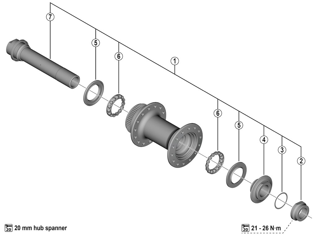 Shimano aksel unit til forhjul model HB-RS470