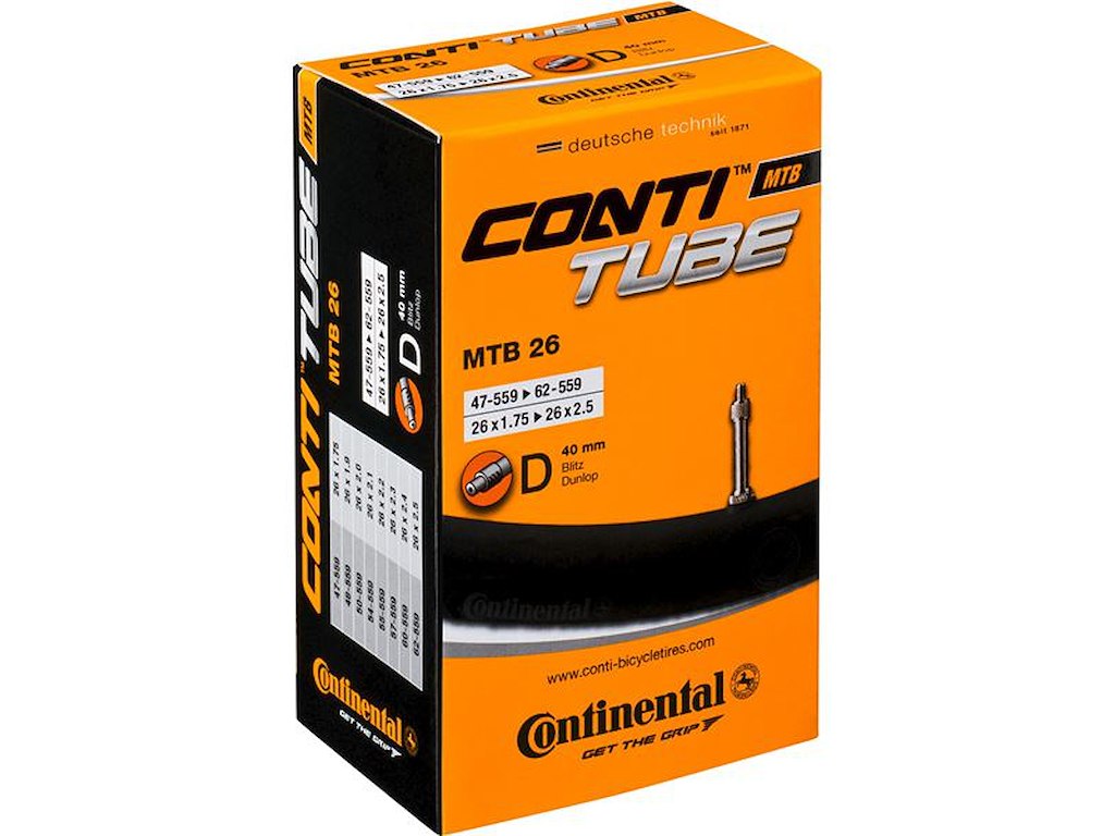 Continental 26 Slange 47/62-559 med 40mm dunlop ventil"