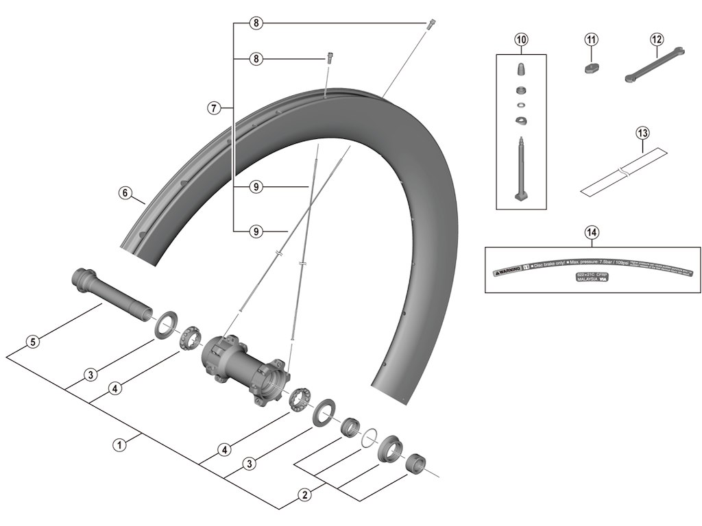 Shimano Ultegra eger 262mm lang til forhjul model WH-R8170-C60-TL-F