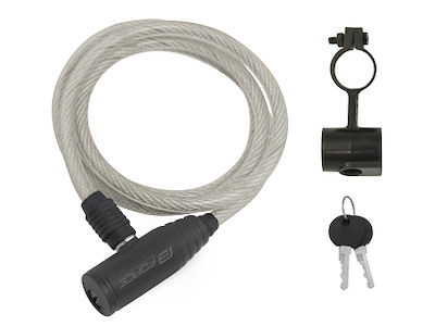 FORCE Eco spirallås med holder 120cm/8mm - Transparent