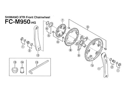 Shimano XTR hætte og plastik skive til kranksæt FC-M950