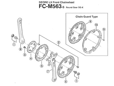 Shimano Deore LX klingebolt møtrik 5 stk. M8 x 8,5mm FC-M563