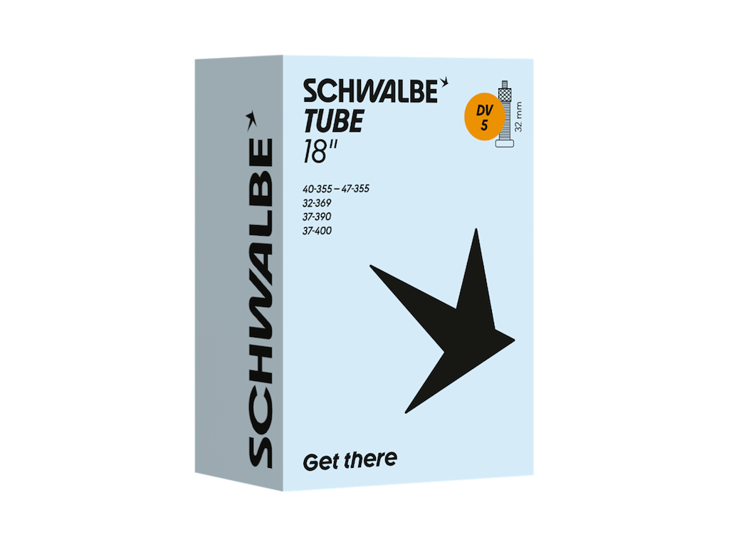 Schwalbe slange 18" (32/47-355) med 32mm lang Dunlop ventil DV5