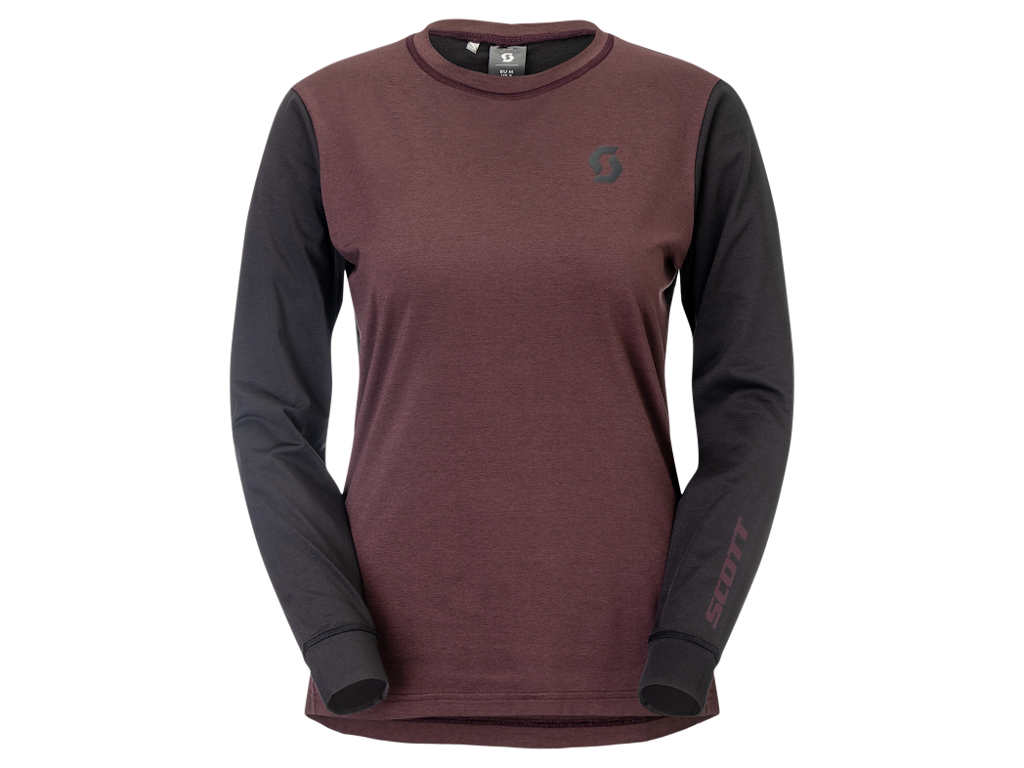 SCOTT Vertic Pro Mid LS Tee - Cykeltrøje - Lange ærmer - Dame - Cocoa Red/Sort - Str. XL
