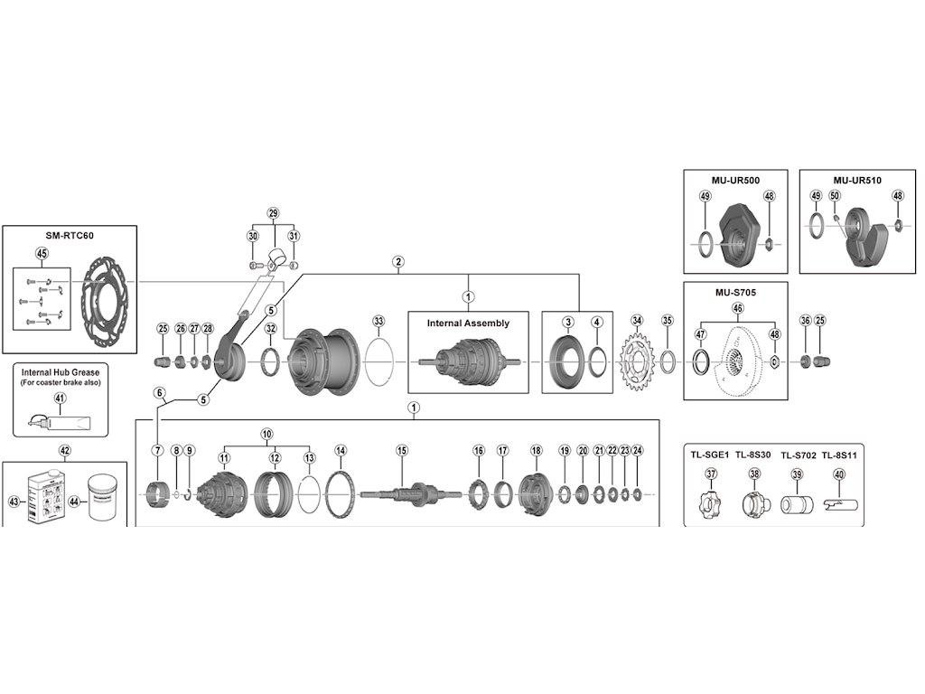 Shimano Nexus navindsats 187mm aksel til gearnav model SG-C6061-8CD