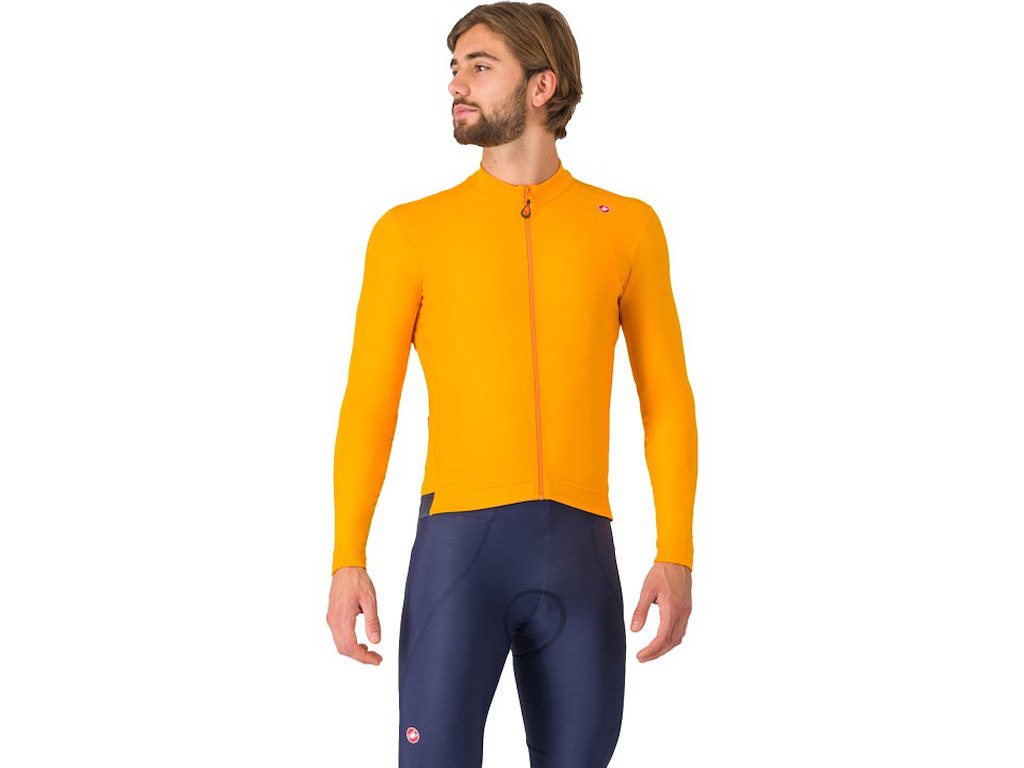 Castelli Espresso Thermal Jersey - Cykeltrøje - Lange Ærmer - Vivid Orange/Darl Gray - M