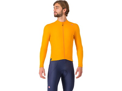 Castelli Espresso Thermal Jersey - Cykeltrøje - Lange Ærmer - Vivid Orange/Darl Gray - M