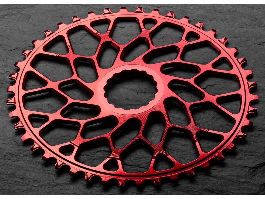 Absolute Black Singlespeed Klinge 48T Oval Direkte Montering Rød