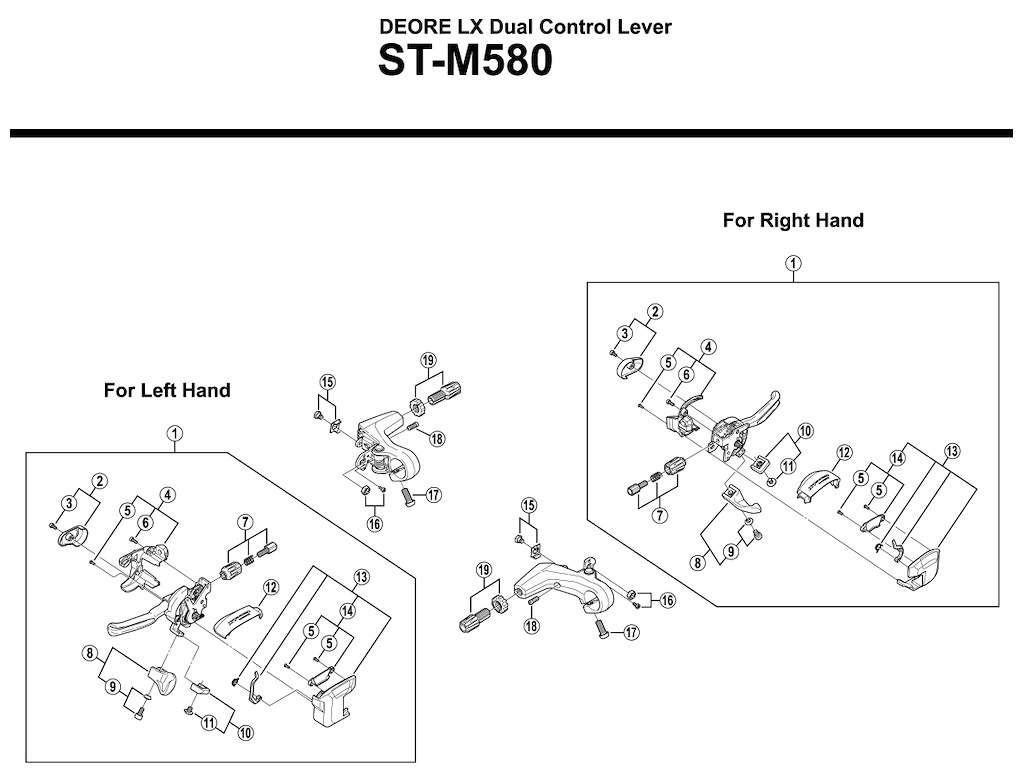 Shimano Deore LX top dæksel med skrue til højre skiftegreb top model ST-M580