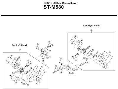 Shimano Deore LX top dæksel med skrue til venstre skiftegreb top model ST-M580