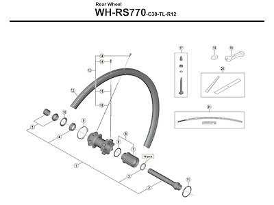 Shimano eger 289.5mm lang til forhjul model WH-RS770-C30-TL-F12