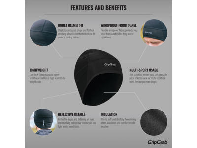 Hjelmhue GripGrab Skull Cap Windster Sort