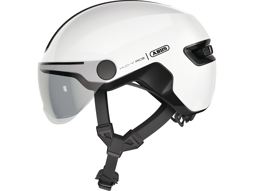 ABUS HUD-Y ACE cykelhjelm LED shiny white Str. 51-55 ABUS HUD-Y ACE cykelhjelm LED shiny white Str. 51-55