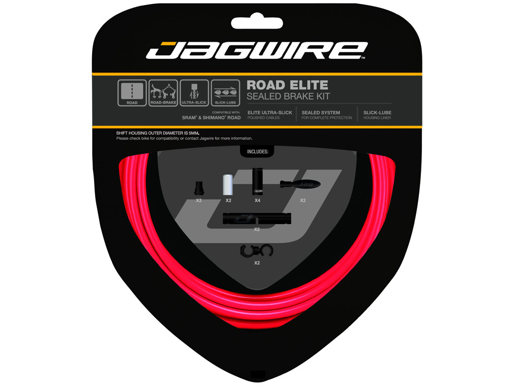Jagwire Road Elite Sealed - Bremsekabelsæt med STS-EL - Rød