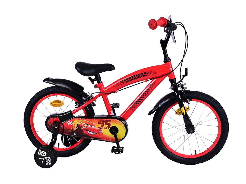 Volare Disney Biler Juniorcykel - 16" med støttehjul - Rød