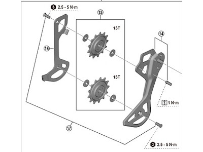 Shimano XT Pulleyhjul og laske GS til bagskifter model RD-M8250-GS