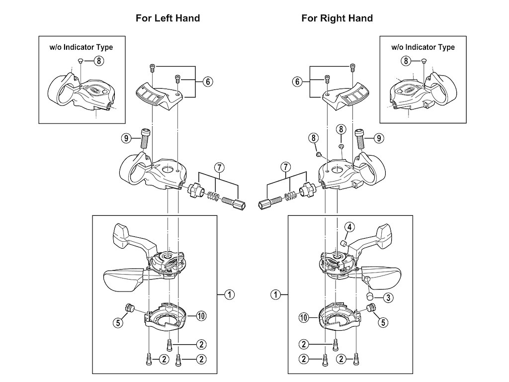 Shimano indikator unit højre 9 gear til ST-M750 og SL-M750