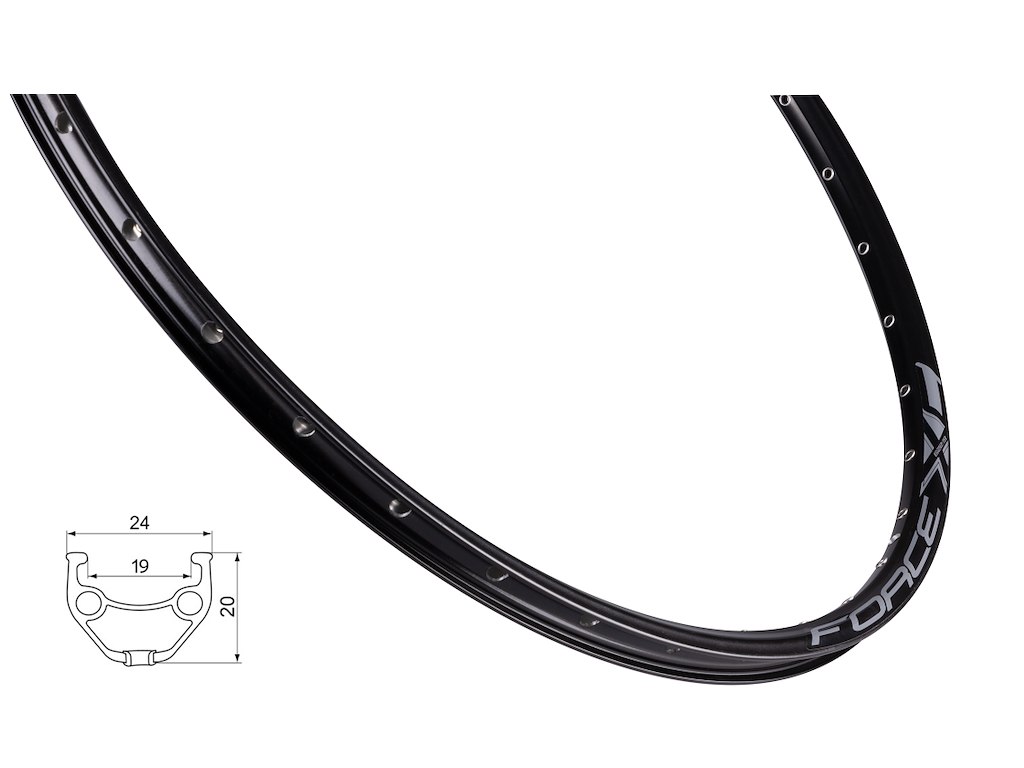 FORCE XC Basic fælg 29"(622x19) aluminium 36 eger huller - Skivebremse - Sort