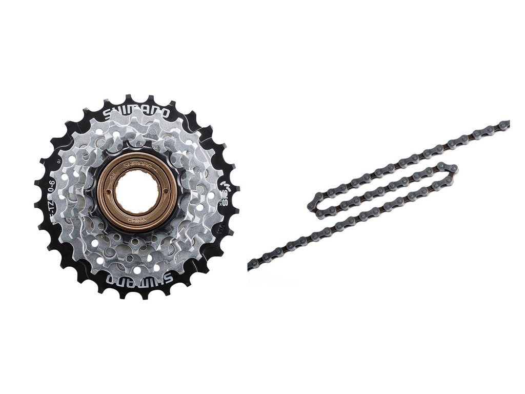 Shimano MF-TZ510 frikrans og kæde - 6 gear frikrans 14-28 tands samt HG40 kæde