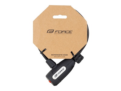 FORCE Lux spirallås med holder 120cm/8mm - Sort