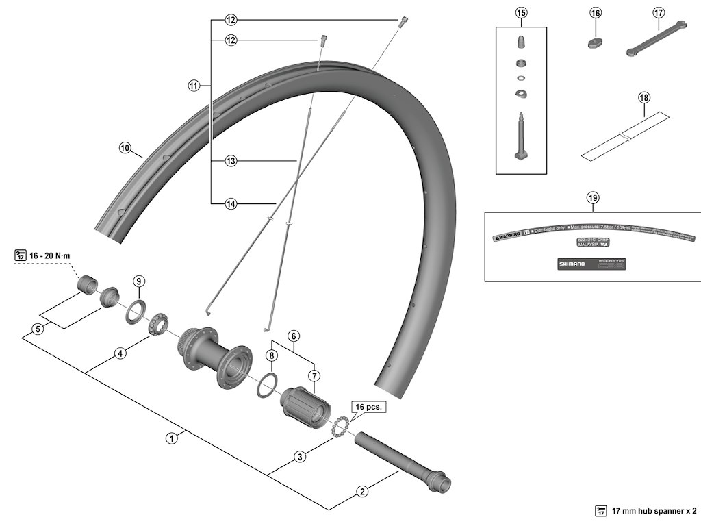 Shimano kassettehus til baghjul model WH-RS710-C32-TL-R