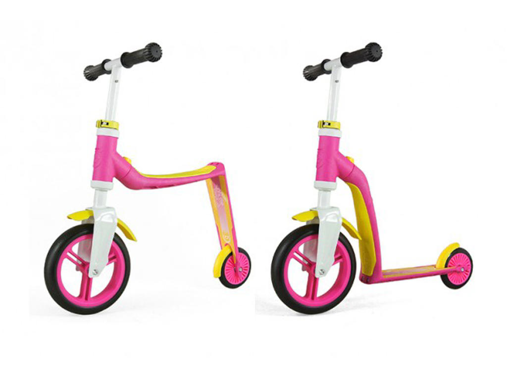 Scoot&Ride 2 i 1 løbehjul og løbecykel - Highway baby - Pink/Gul