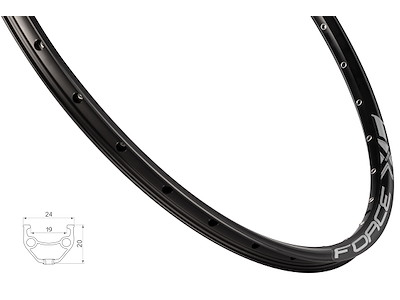 FORCE XC Basic fælg 26"(559x19) aluminium 32 eger huller - Skivebremse - Sort