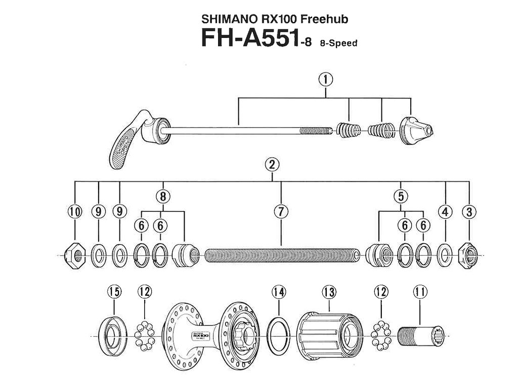 Shimano aksel 141mm lang til bagnav FH-A551