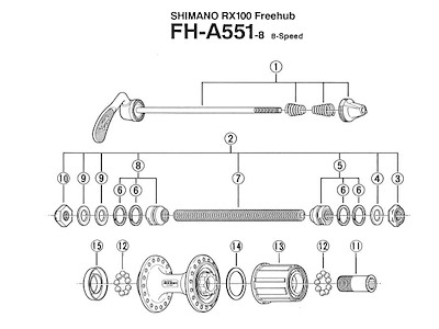 Shimano aksel 141mm lang til bagnav FH-A551