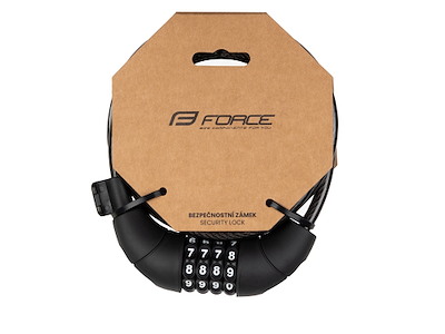 FORCE Lux spirallås med kode og holder 180cm/8mm - Sort