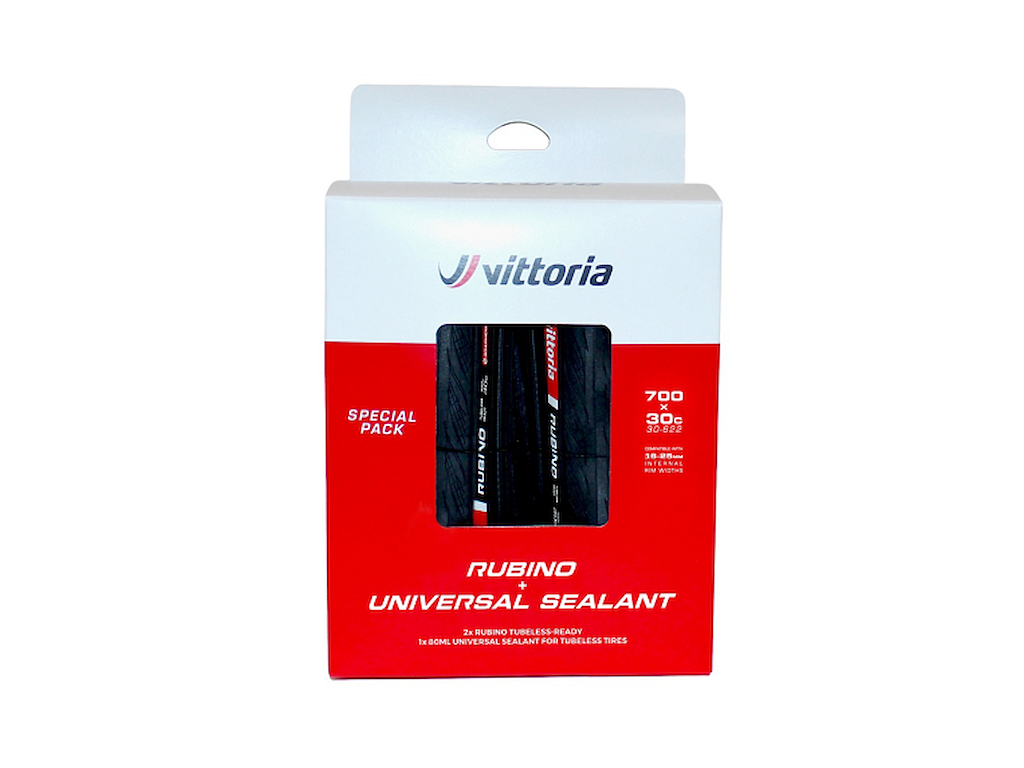Vittoria Rubino V G2 TLR bundle 2 dæk og 80ml sealant - Road foldedæk 700x30c - Sort
