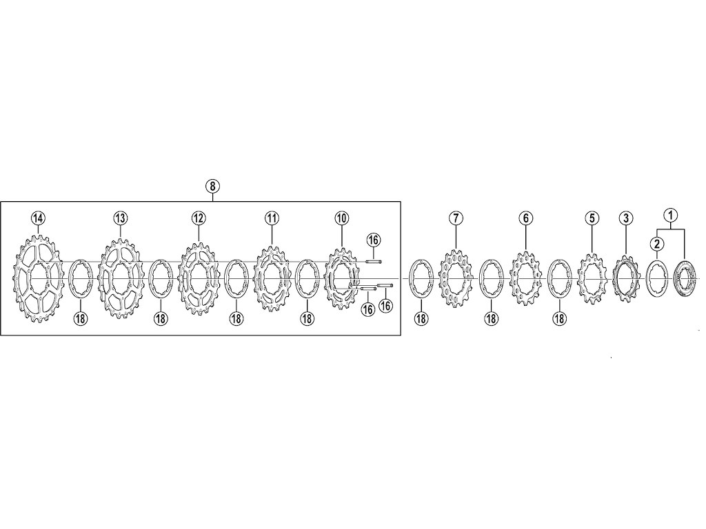 Shimano klinge 12 tands A+D til HG kassette pos. 1