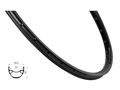 FORCE XC Basic fælg 29"(622x23) aluminium 32 eger huller - Skivebremse - Sort