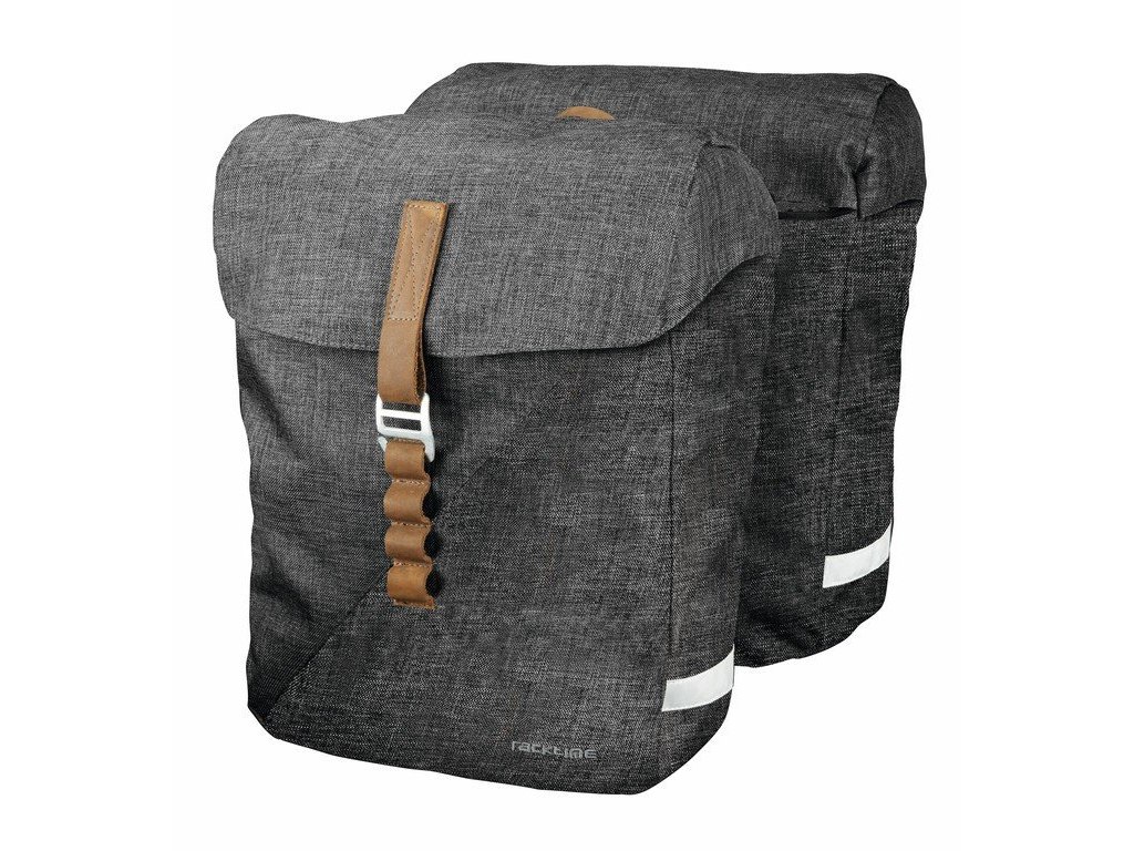Racktime Heda Dobbelt Sidetaske i kanvas og læder Grå 24,5 liter