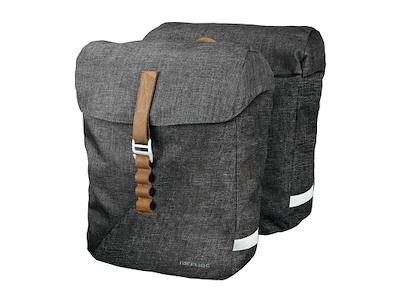 Racktime Heda Dobbelt Sidetaske i kanvas og læder Grå 24,5 liter