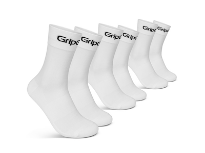 GripGrab RIDE Regular Cut Socks 3-Pak - Cykelstrømper - Hvid - Str. 41/44