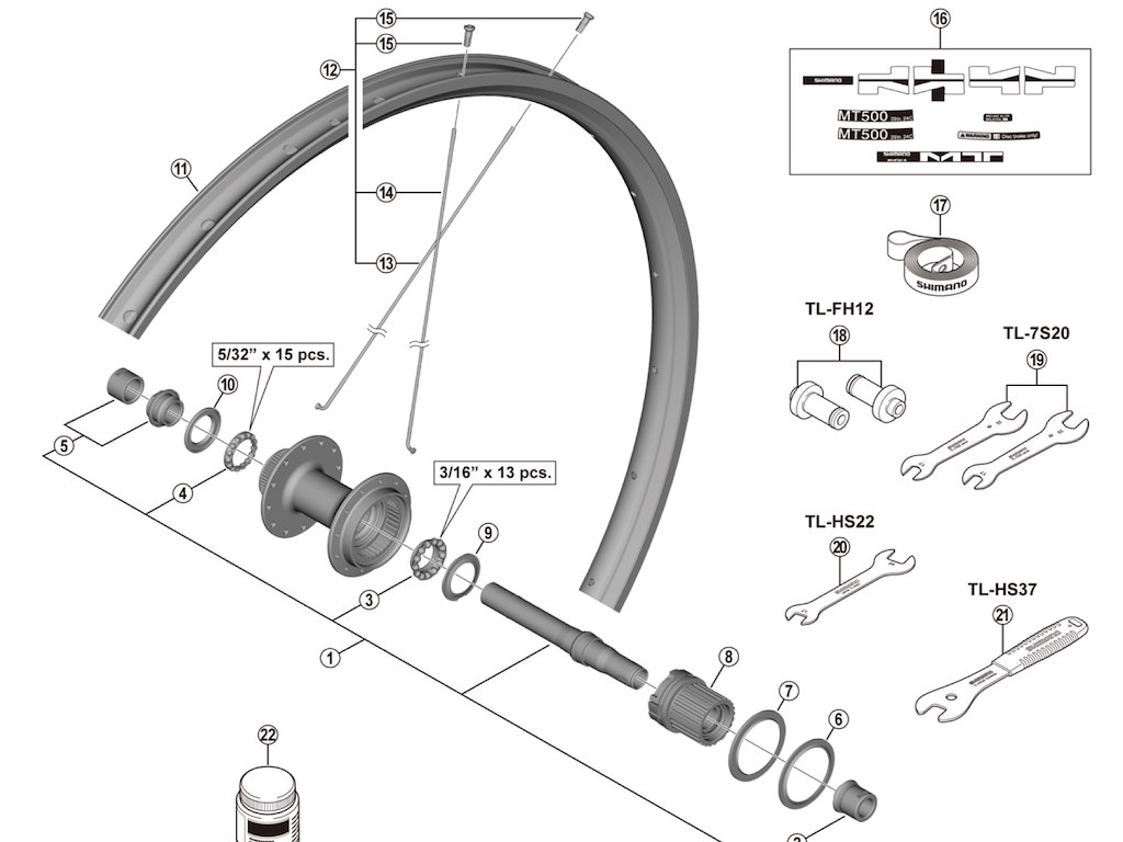 Shimano låsemøtrik unit højre til hjul model WH-MT501-CL