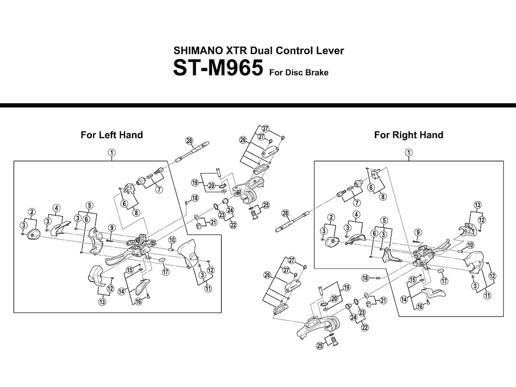 Shimano XTR skiftegrebsenhed venstre til ST-M965