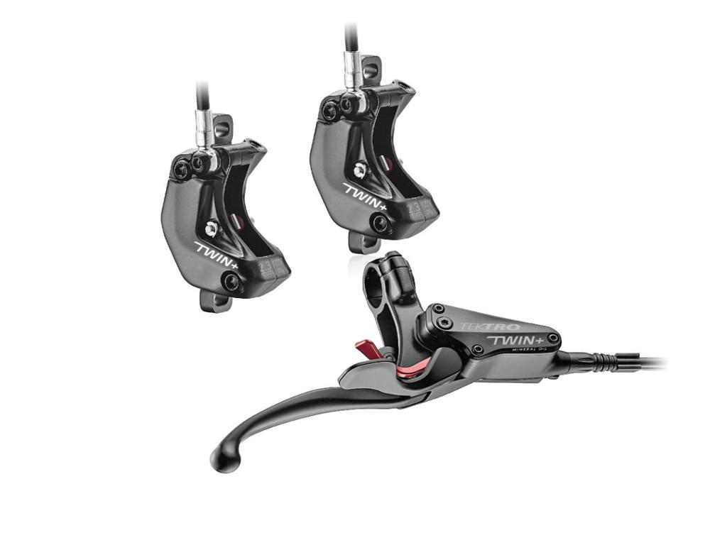 Tektro Auriga Twin+ - Hydraulisk bremsesæt med 4 stempler - Til cargocykler - For/højre