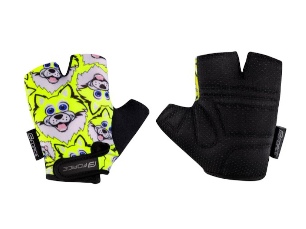 FORCE Wolfie Børne Cykelhandsker Fluo / Sort (Størrelse: Small)