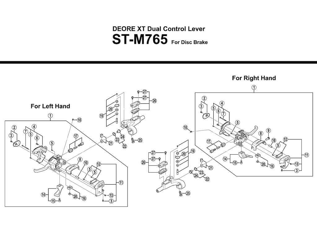 Shimano  XT top dæksel med skrue til højre skiftegreb top model ST-M765