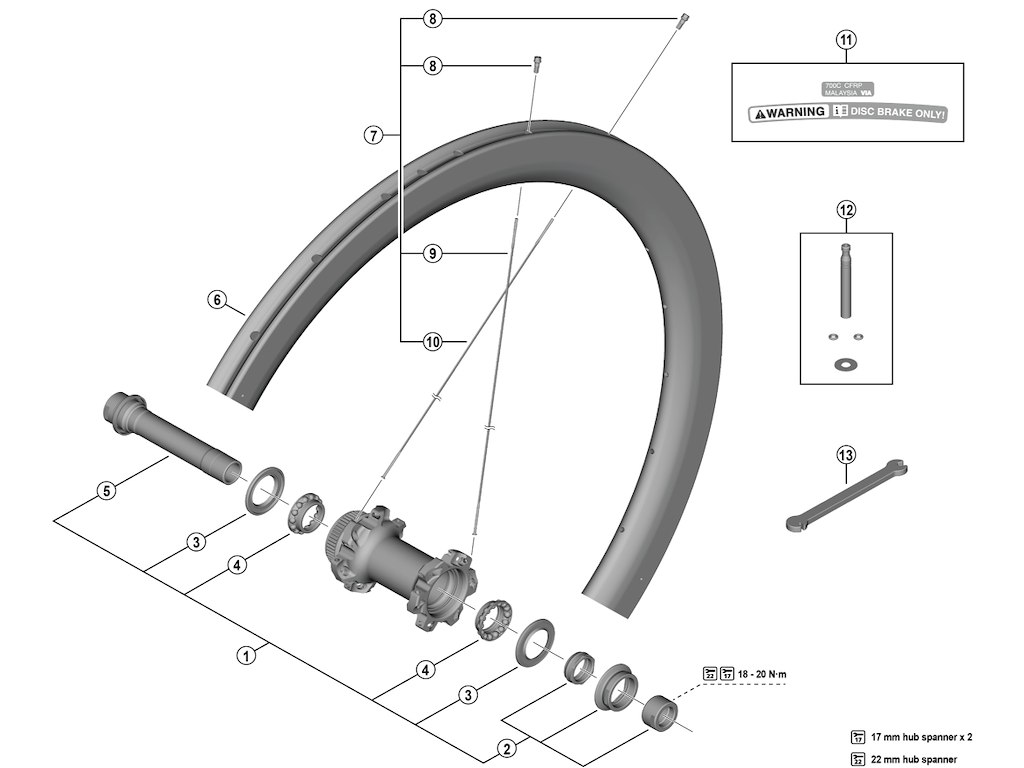 Shimano Dura Ace eger 269mm lang til forhjul model WH-R9270-C50-TU-F