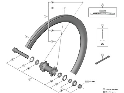 Shimano Dura Ace eger 269mm lang til forhjul model WH-R9270-C50-TU-F