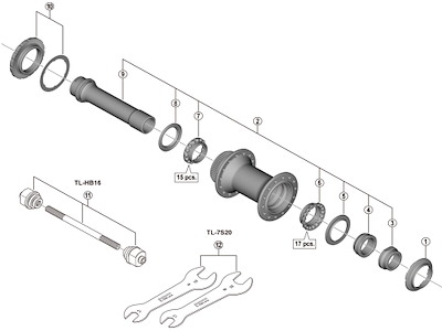 Shimano XTR aksel enhed til fornav model HB-M9110
