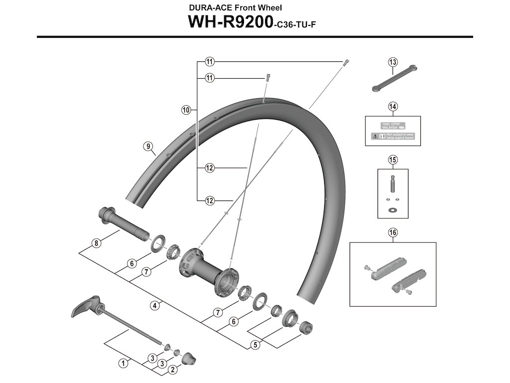 Shimano Dura Ace eger 275mm lang til forhjul model WH-R9200-C36-TU-F