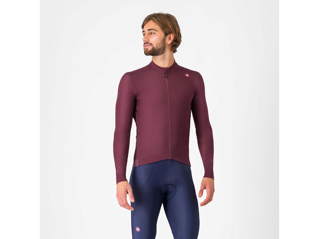 Castelli Espresso Thermal Jersey - Cykeltrøje - Lange Ærmer - Deep Bordeaux - L