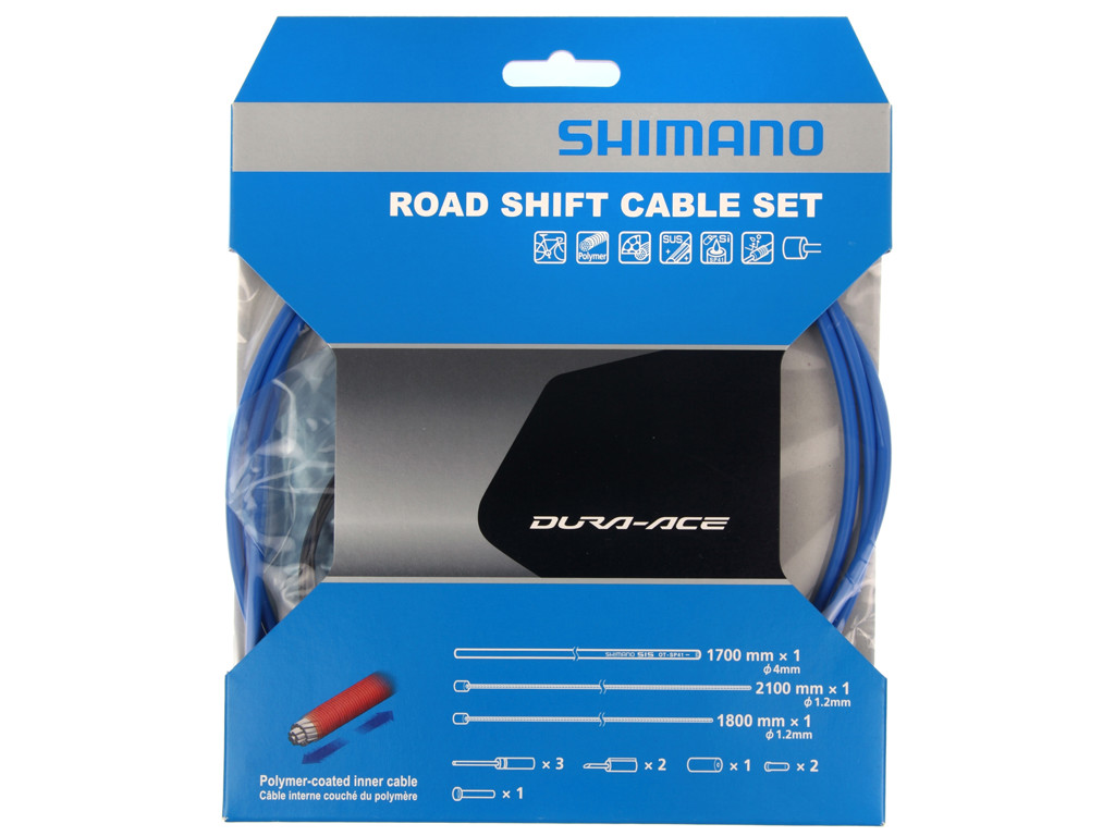 Shimano Dura Ace gearkabelsæt - Road Polymer - For-og bagskifter kabel komplet - Blå